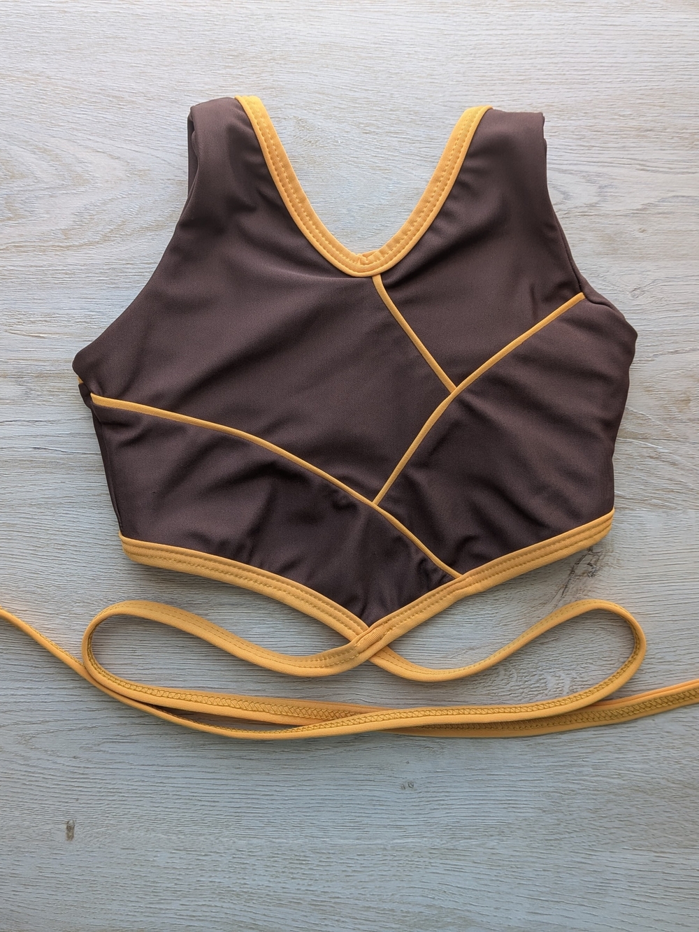 Tiger Friday Tie-Back Dance Top Brown & Yellow Child Medium CM